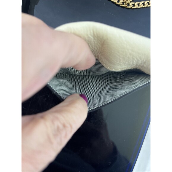 FOSSIL Crossbody Purse & Mini Card Holder Cowhide Pebbled Leather Ivory Gold - Picture 6 of 13